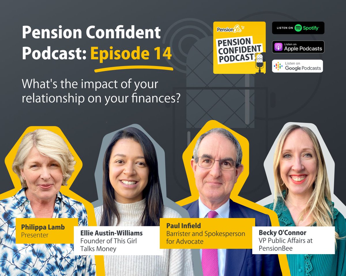 EP14 of our #PensionConfident Podcast’s live! Founder of This @girltalksmoney; Ellie Austin-Williams, Barrister; Paul Infield, and our Director of Public Affairs; @rebeccaoco, discuss 'what's the impact of your relationship status on your finances?' pulse.ly/ela8aojz66