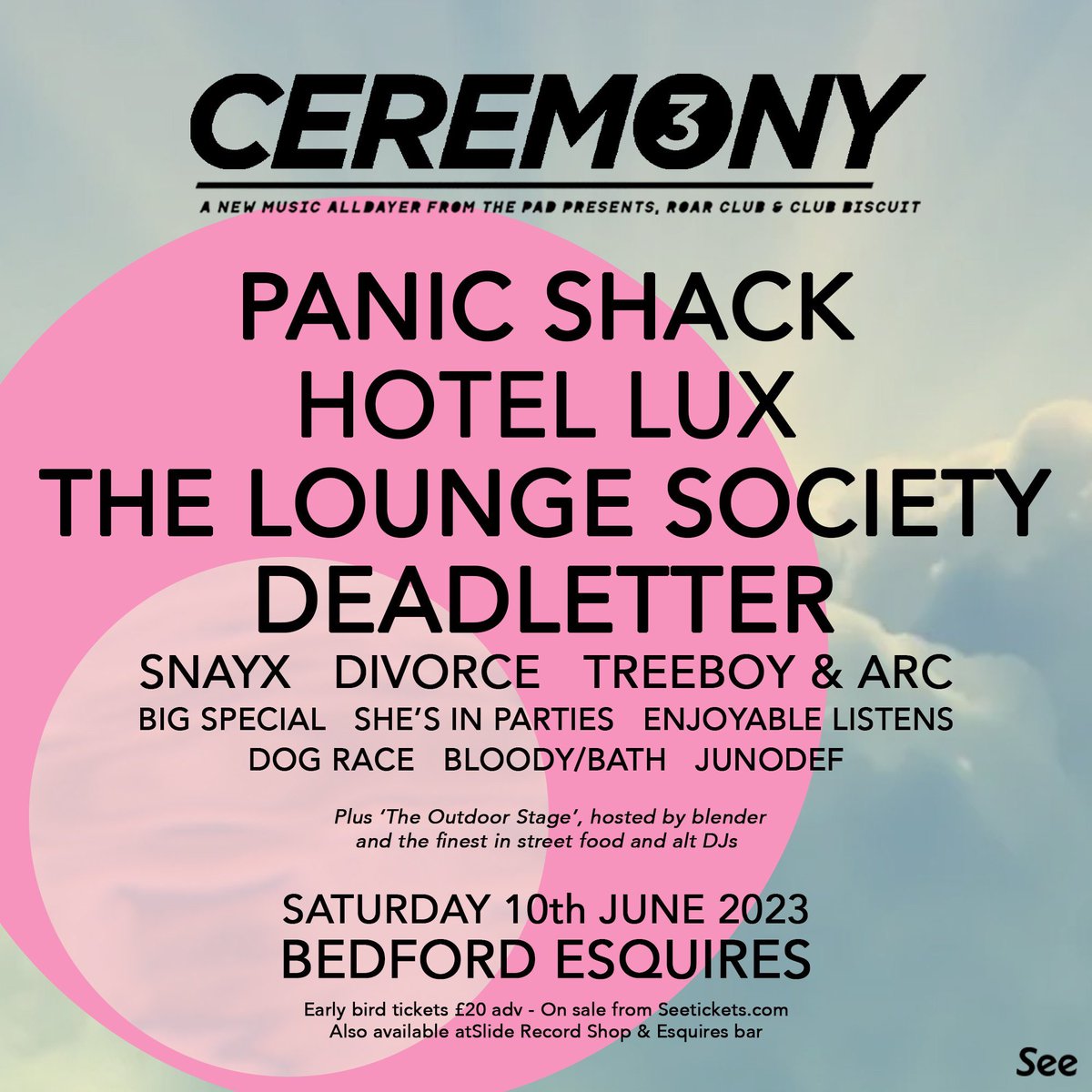 Buzzing to be playing at Ceremony 3 this June, alongside <a href="/_DEADLETTER/">DEADLETTER</a> and others✌️ <a href="/BedfordEsquires/">Bedford Esquires</a> 
Early bird tickets here: bit.ly/3xUKn3o 🦜