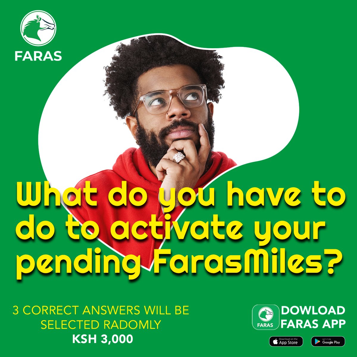 farasKenya's tweet photo. 𝙏𝙍𝙄𝙑𝙄𝘼 𝙌𝙐𝙀𝙎𝙏𝙄𝙊𝙉!

3,000KSH to be won in FarasMiles! Cash withdrawable!

1. Tag 3 Friends
2. Like and share this post
3. Take a Faras Trip

4. Download the Faras App to participate: https://t.co/3Aa0baB36h

3 CORRECT ANSWERS WILL BE SELECTED RANDOMLY!

T&amp;C apply. https://t.co/ATL9v2C59K