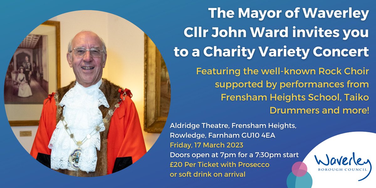 Mayor of Waverley 2024/2025 (@mayorwaverley) on Twitter photo Calling all #musicloving fans in #Waverley! Join myself & others at a special #CharityConcert in aid of <a href="/ResponseC/">Creative Response</a> & <a href="/jigsawtrust/">Jigsaw Trust</a> on Friday, 17 March from 7pm-9.30pm. Find out more plus how to purchase your tickets here 👉bit.ly/3m2oWL5 <a href="/RockChoir/">Rock Choir Official ⭐️</a> <a href="/FrenshamHeights/">Frensham Heights</a> Calling all #musicloving fans in #Waverley! Join myself & others at a special #CharityConcert in aid of <a href="/ResponseC/">Creative Response</a> & <a href="/jigsawtrust/">Jigsaw Trust</a> on Friday, 17 March from 7pm-9.30pm. Find out more plus how to purchase your tickets here 👉bit.ly/3m2oWL5 <a href="/RockChoir/">Rock Choir Official ⭐️</a> <a href="/FrenshamHeights/">Frensham Heights</a>