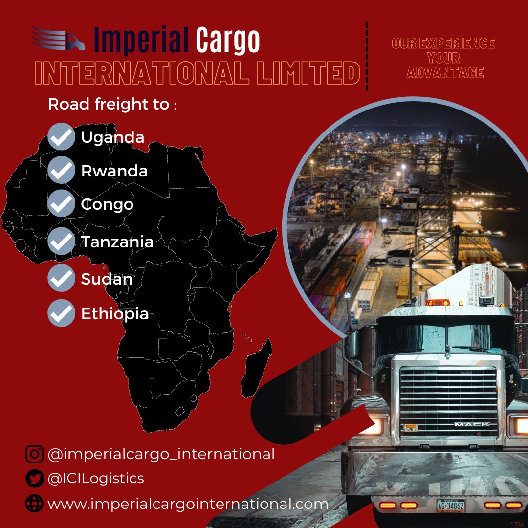 ICILogistics's tweet photo. We provide transportation needs within East African Countries for our customers.

Call: 0786991931
Email: info@icil.co.ke

#roadfreight #logisticscompany #eastafrica #product #place #promotion #marketing
#Kenya #SouthSudan #Uganda #Rwanda #Congo #Tanzania #Ethiopia https://t.co/BWADjG0mxT