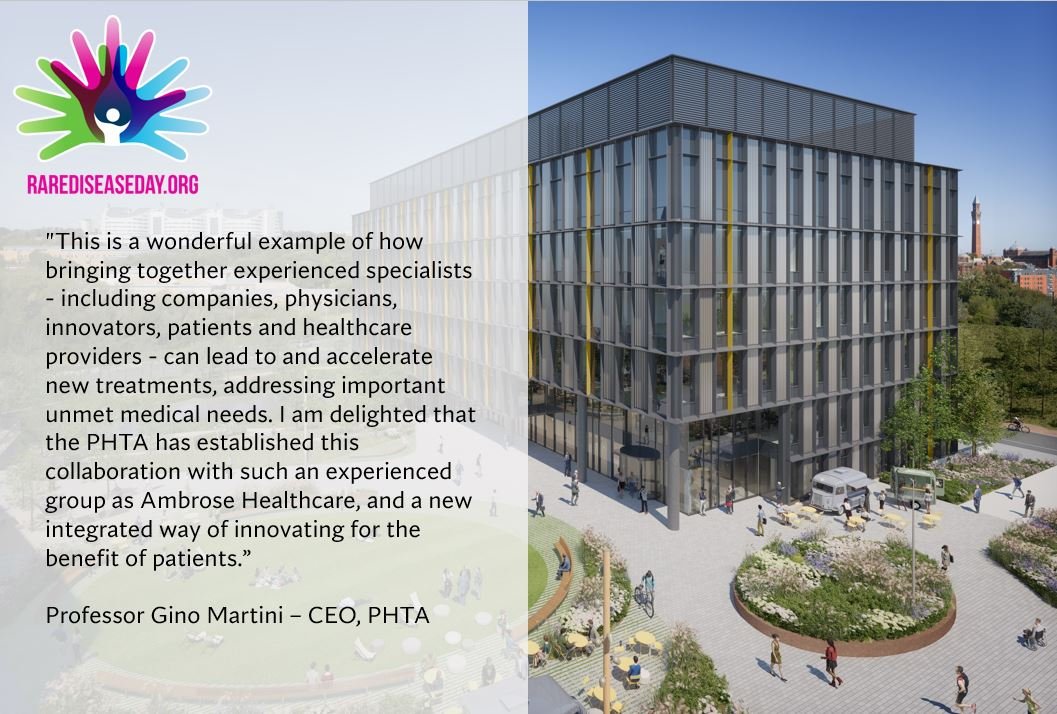 PHTA_Ltd's tweet photo. On #RareDiseaseDay, we're pleased to announce our new partnership to support the development of treatments for #RareDiseases. Our long-term collaboration with Ambrose Healthcare will help to enable translation of medical innovations for patients globally > https://t.co/KUJFZFa4P8 https://t.co/hglabLn2qx