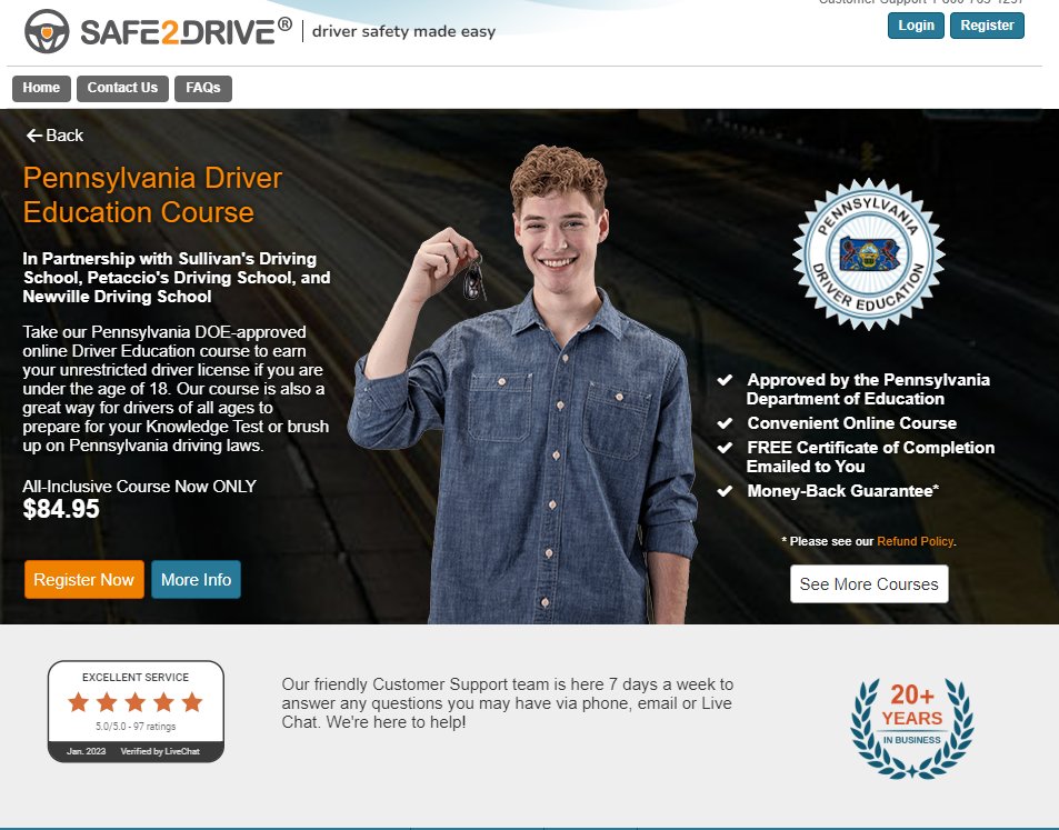 Looking to get your driver's license in Pennsylvania? Take our DOE-approved online Driver Education course and earn your unrestricted license if you're under 18!