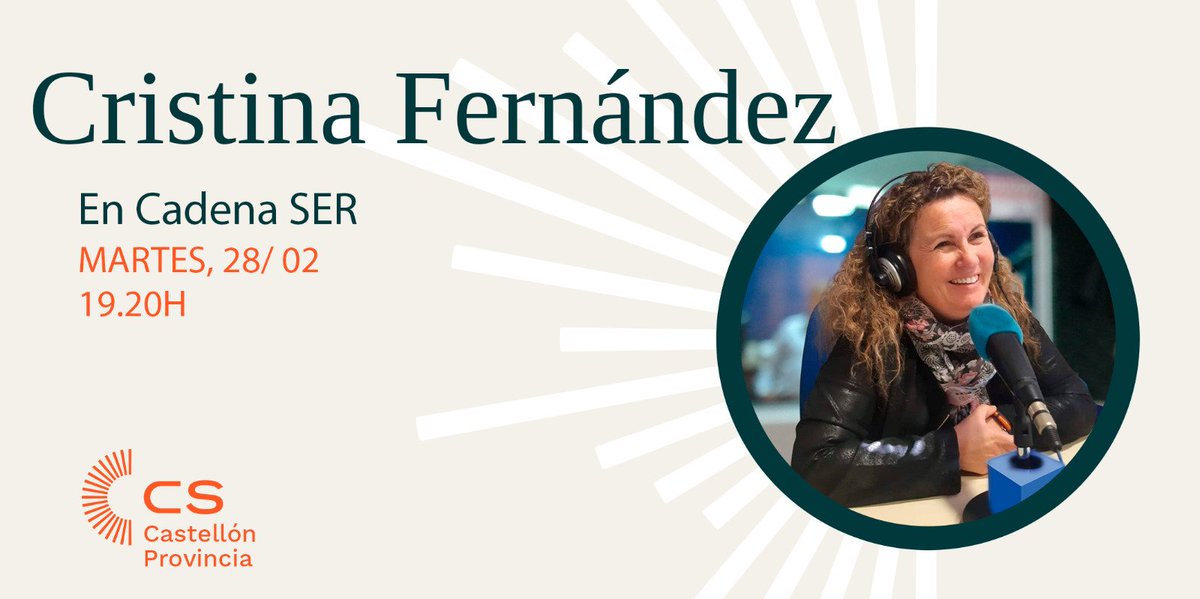 🎙️Nuestra Portavoz en Benicàssim, Cristina Fernández, estará hoy en la Tertulia Política de Jaume Maicas @RadioCastellón#CadenaSer 

🕰 19.20 h
📻 91.2 FM

🔗cadenaser.com/radio-castello…