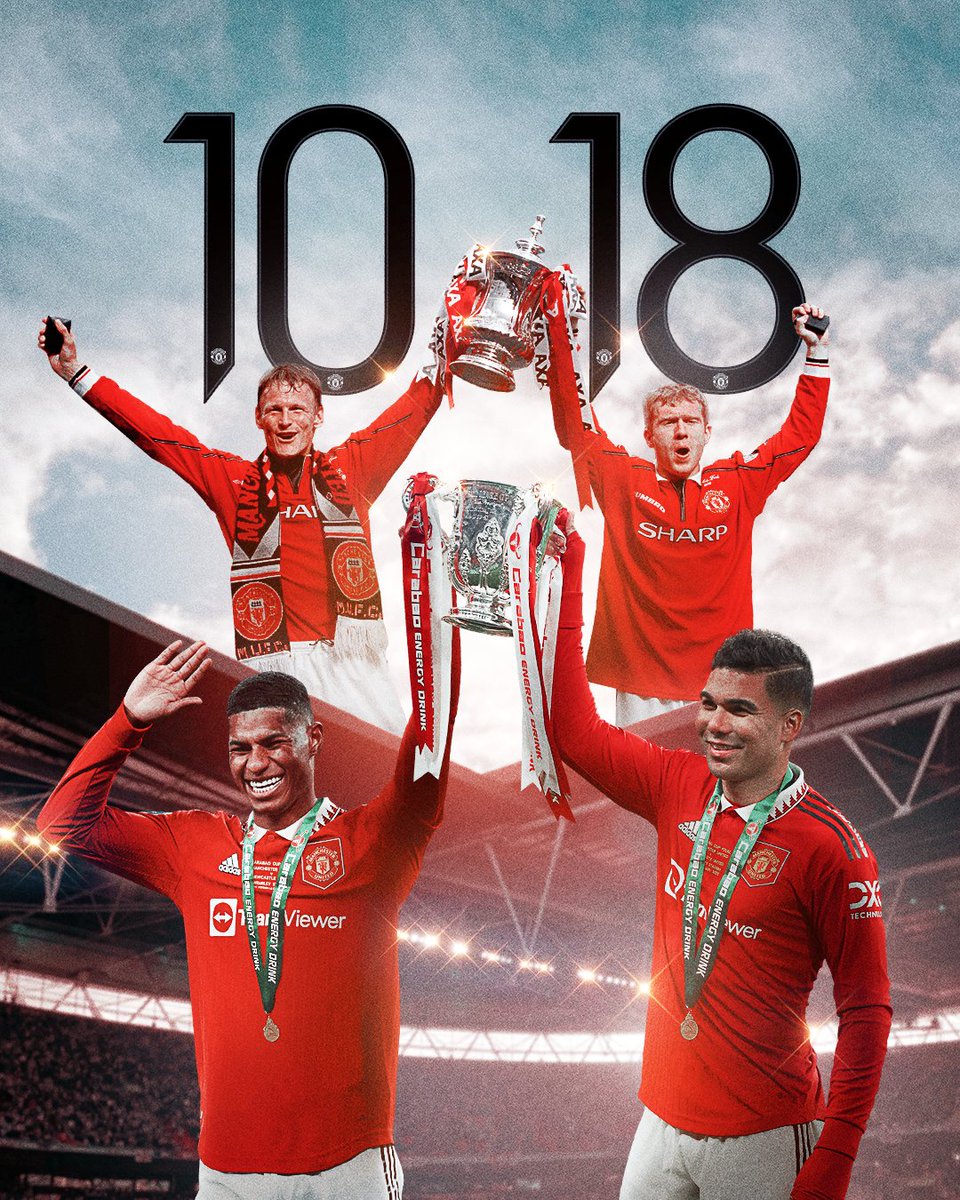 ManUtd's tweet image. 🏆 May 22, 1999: United&apos;s no.10 and no.18 score in a cup final against Newcastle at Wembley.

🏆 February 26, 2023: United&apos;s no.10 and no.18...

#MUFC || #CarabaoCup
