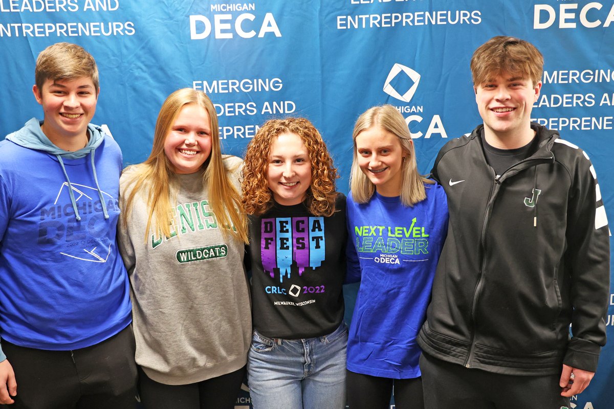 Congratulations to the Jenison DECA Chapter for earning Gold Certification this year for the Green Bean &amp; Cats Corner businesses! The Sr High students who worked on the certification, pictured here, will compete at the International DECA event in April. Great work students!
