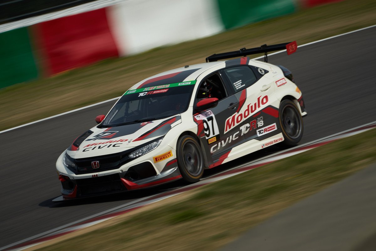 zdravkost's tweet photo. #TypeRTuesday 2018 ST-TCR champions Tadao Uematsu 植松忠雄 / Shinji Nakano 中野信治 / Hiroki Otsu 大津弘樹 / Takashi Kobayashi 小林崇志 in Dome Racing Honda Civic @TypeR TCR on their way to victory at Okayama. (Photo: @JASMotorsport) https://t.co/TQlXKeXPab