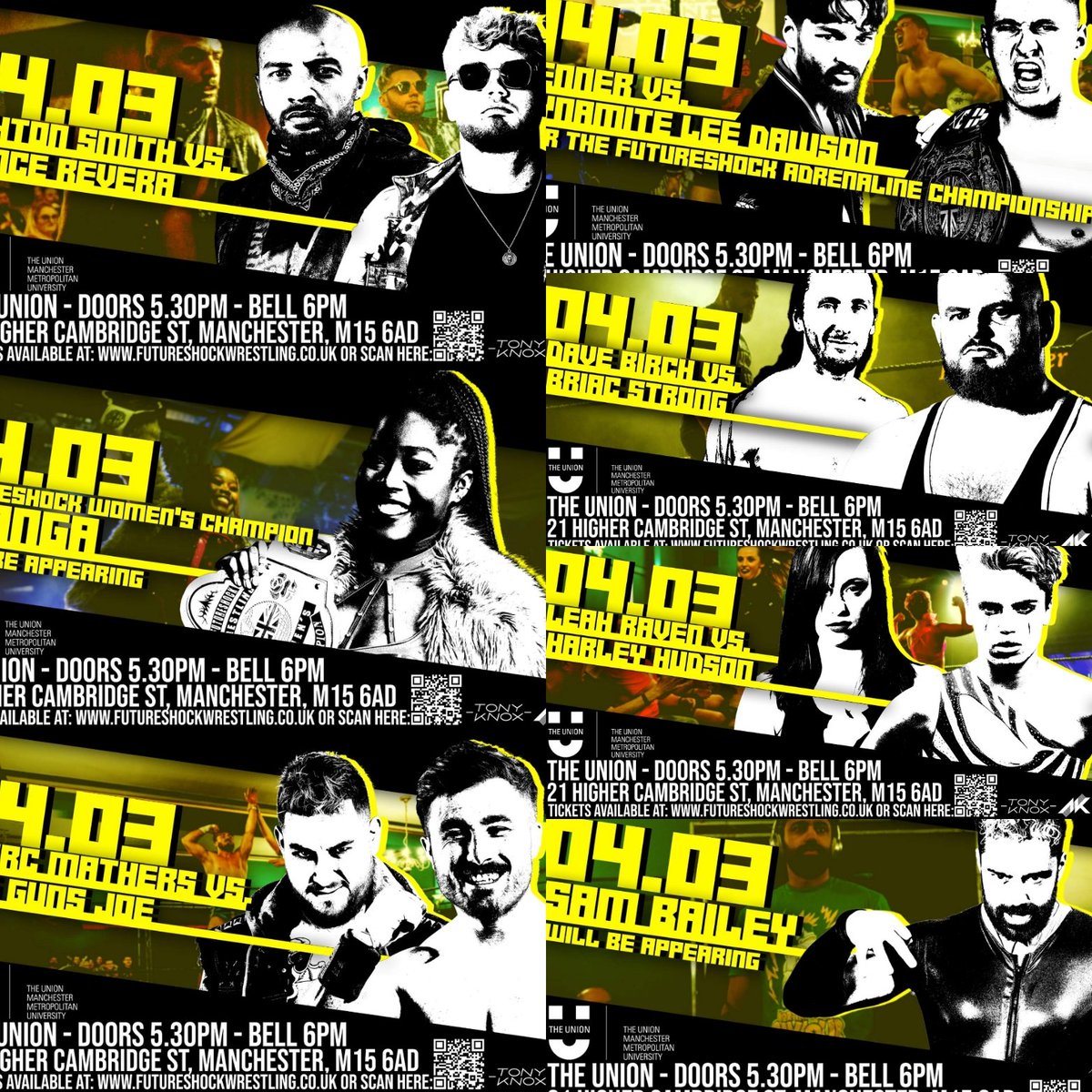 This Saturday!
<a href="/TheUnionMMU/">The Union, Manchester Metropolitan University</a> 

<a href="/ashtonsmith_uk/">‘The Collect’ Ashton Smith</a> v <a href="/lance_revera/">👑 𝓛𝓪𝓷𝓬𝓮 𝓡𝓮𝓿𝓮𝓻𝓪 👑</a> 
<a href="/tnleedawson01/">Dynamite Lee Dawson</a> v <a href="/senner_pw/">𝗦𝗘𝗡𝗡𝗘𝗥</a> 
@The_LeahRaven v <a href="/harleyhudsonx/">HARLEY HUDSON🧚🏼‍♀️</a> 
<a href="/ItsTaonga/">Taonga 👸🏾🇿🇲</a>, <a href="/ThatDamnBailey/">Sam Bailey 🔜 @InfinitePromotions</a> &amp; more!

Tickets: skiddle.com/g/futureshock-…

Nobody does wrestling like FutureShock. Join us &amp; see for yourself.