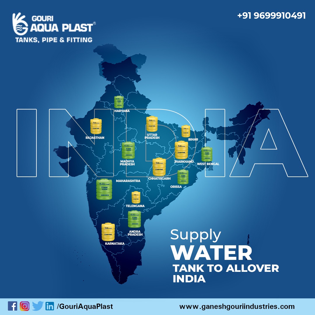 All Over India - Supplying Best Quality 6 Layer Gouri Green & 6 Layer Gold Water Tanks.

Save Water, Save Earth with Gouri Aqua Plast Water Tanks.

#india #quality #water #family #watermanagement #watersolution #indianproducts #madeinindia #indianbusiness #watertank