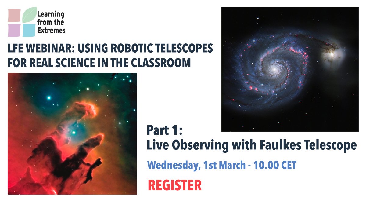 esia_eu's tweet photo. 🔭The @LfE_EUProject is organising #webinars on how schools can realise observations from the classroom using #RoboticTelescopes (Part 1) and process the images acquired (Part 2, 8 March 16:00 CET).
➤Register👉 https://t.co/7terwtaB55
Info: https://t.co/7hZxIfSK6k
@faulkestel https://t.co/wcJIOHVX56