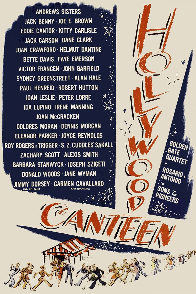 #ComingUpOnTCM

HOLLYWOOD CANTEEN (1944) #BetteDavis #JohnGarfield #RobertHutton #JoanLeslie #TheAndrewsSisters
Dir.: #DelmerDaves 10:15 AM PT

A soldier and a starlet find love at the star-staffed serviceman's center.

2h 4m | Musical | TV-G

#TCM #TCMParty