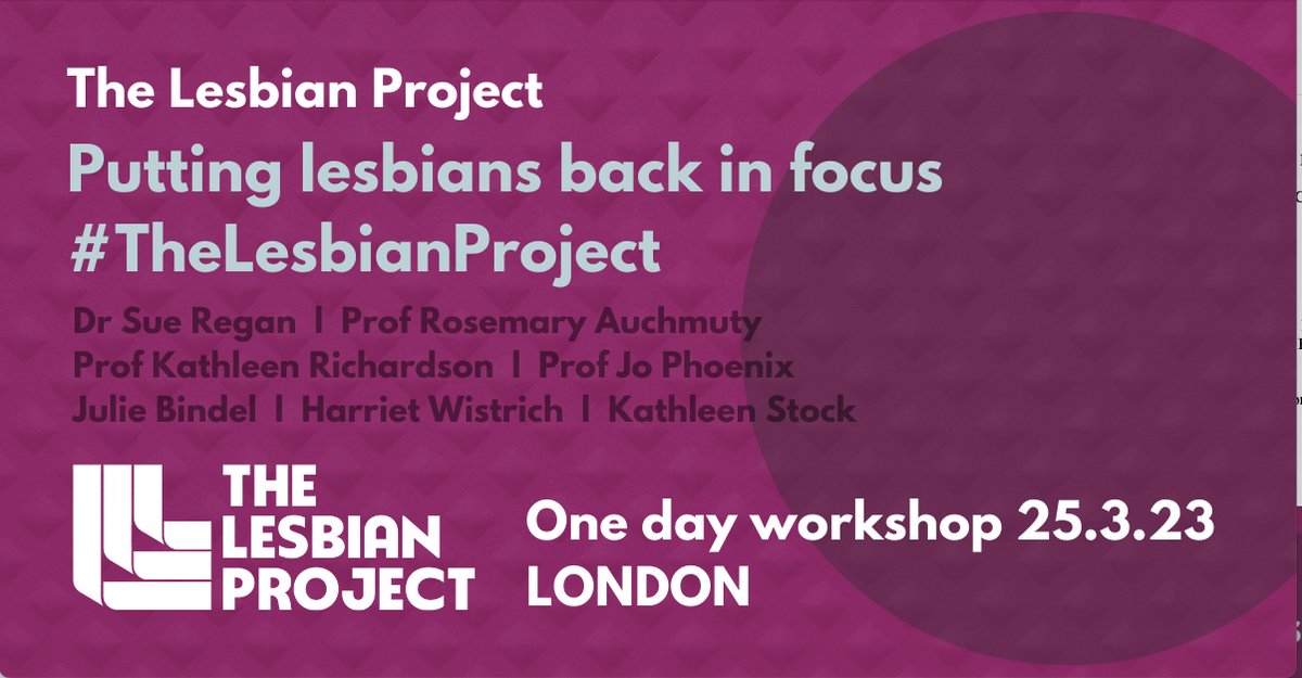 Register now for our inaugural event on March 25th in central London: putting lesbians back in focus. All welcome. #TheLesbianProject buytickets.at/thelesbianproj…