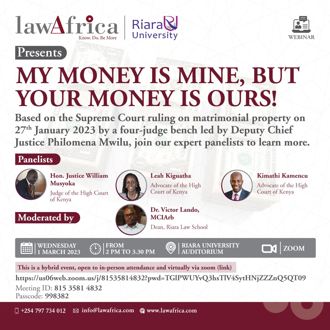 Catch this conversation online tomorrow from 2:00 pm.

<a href="/lawAfricaLtd/">LawAfrica</a> <a href="/RiaraLawSociety/">Riara University Law Society</a> <a href="/drvlando/">Victor lando</a> 

#NurturingInnovators

#RUat10