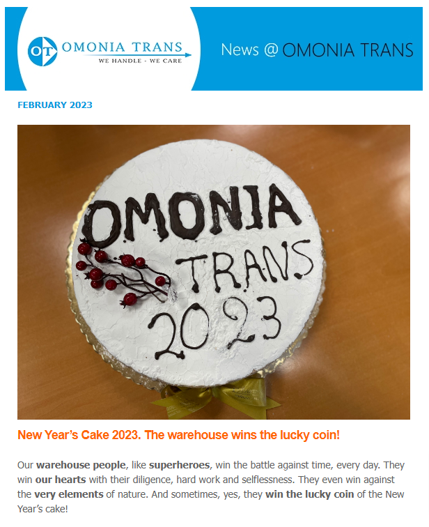 omoniatrans's tweet photo. Greetings from #Greece, our monthly #newsletter for February (2023) is now available at 👉 https://t.co/VicBQlFuEU (EN) 
👉 https://t.co/1pPD3W1ZAp (GR)

Get updated information for OMONIA TRANS our services, our successes and social activities by registering to our newsletter. https://t.co/JcGVZ4izGN