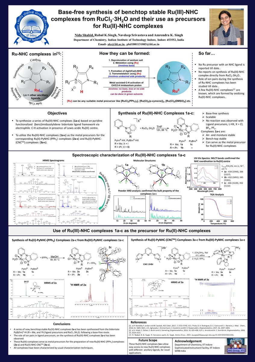 Delighted to present my work entitled as "Base-free synthesis of benchtop stable Ru(III)-NHC complexes from RuCl3.3H2O and their use as precursors for Ru(II)-NHC complexes" in #RSCPoster event under the division of #RSCInorg. Looking forward to Q/As in the comments. <a href="/RoySocChem/">Royal Society of Chemistry</a>