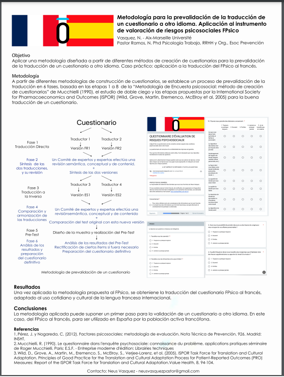 GVAinvassat's tweet photo. 👷‍♂️Póster de #Laboralia23 💢Metodología para la prevalidación de la traducción de un cuestionario a otro idioma-Aplicación al instrumento de valoración de #RiesgosPsicosociales #FPsico (Vasquez, N. y Pastor Ramos, N.)

👉 https://t.co/X5aQVTbIbf

#SST #PRL #INVASSAT @GVAeconomia https://t.co/U1MvsYWJmc