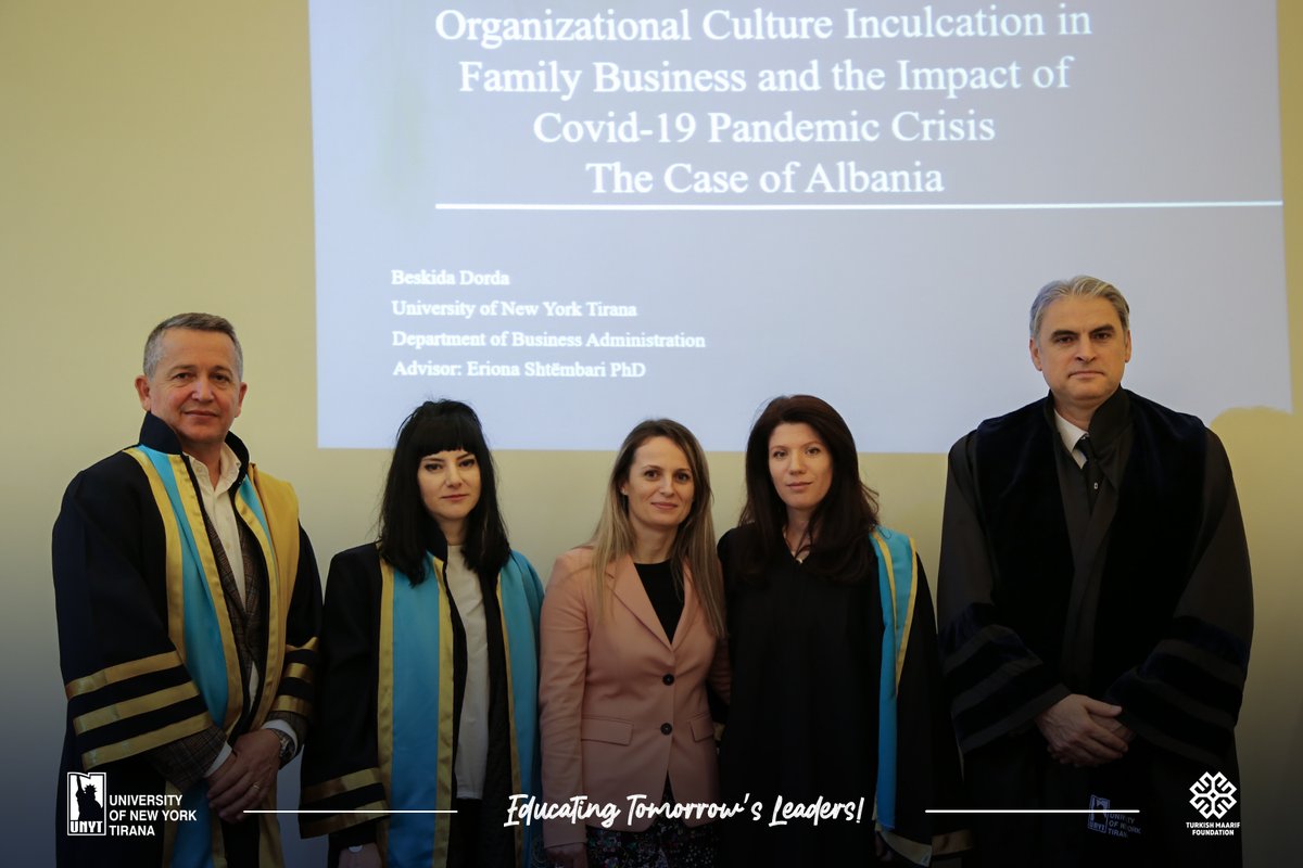 UNYT_Official's tweet photo. 📯We are proud to share that our doctoral student Ms. Beskida Dorda successfully defended her PhD dissertation titled: "Organizational Culture Inculcation in Family Business and the Impact of COVID-19 Pandemic Crisis: The Case of Albania", (+) 🗽
#joinunyt #unytec https://t.co/kCtVl0BUZx