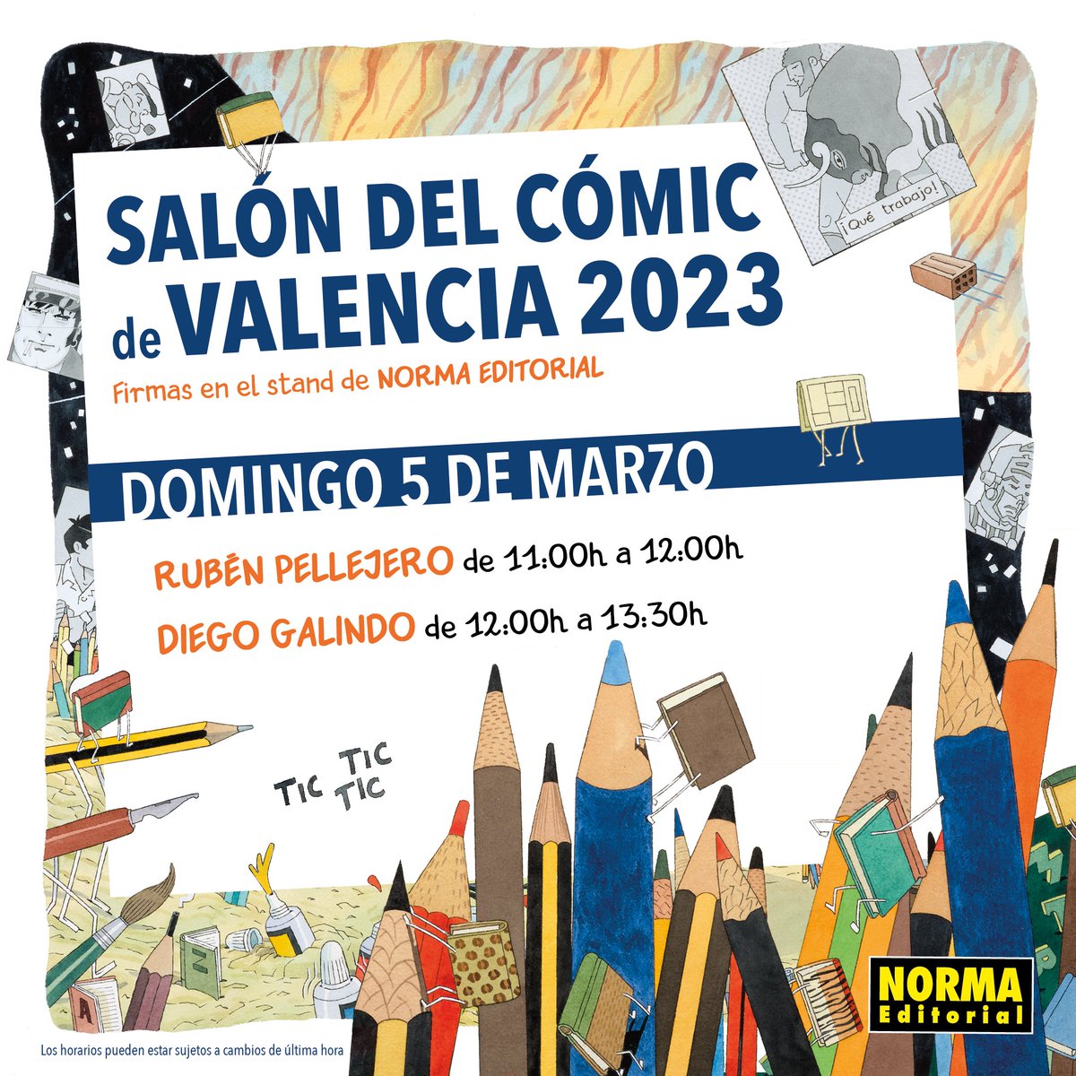¡Este finde es el <a href="/SalonComicVlc/">Salón del Cómic y del Manga de Valencia</a>! ¡Fiestaza del cómic entre 3 al 5 de marzo! 😉

Recuerda el listado de autores que nos acompaña este año 📝

🔸Rubén Pellejero 
🔹Daniel Torres 
🔸Homs / <a href="/josep_homs/">josep Homs</a>
🔹José Pablo García / <a href="/josepablo_x/">José Pablo García</a>
🔹Diego Galindo / <a href="/Galindoart/">Diego Galindo</a>

¡Vente! 😊