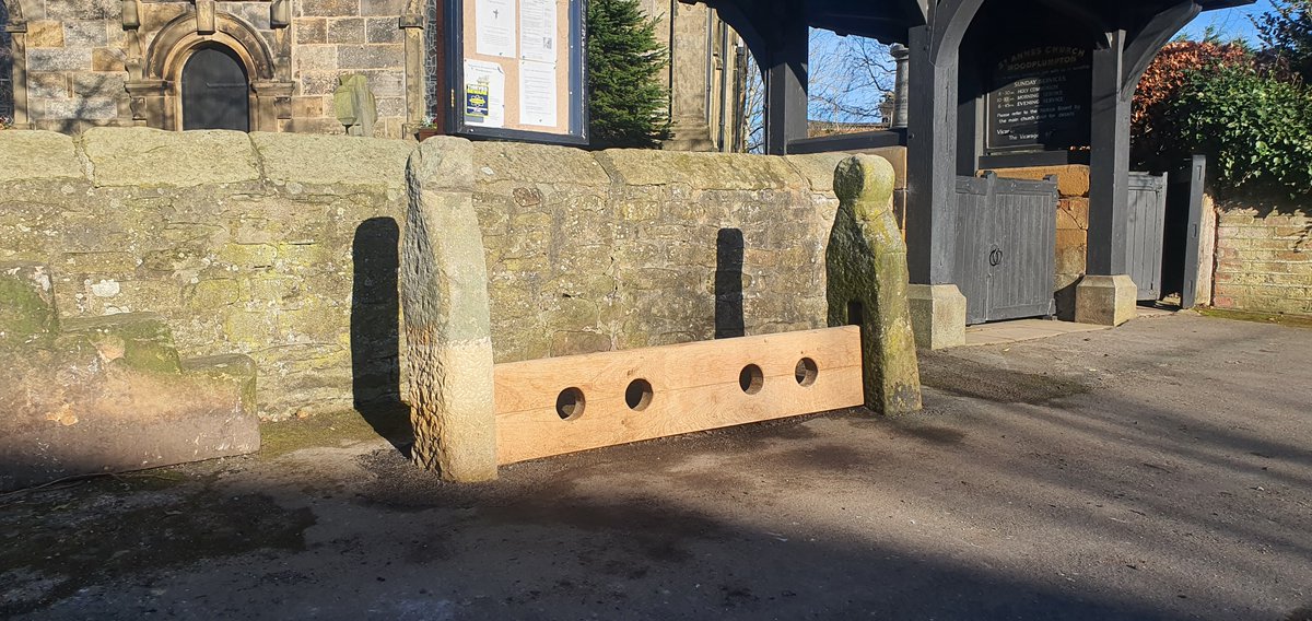 BullenCons's tweet photo. We were appointed to restore the stocks at Grade II listed Woodplumpton Church. The left hand side post was cracked and so we extracted, carved a new base and spliced it to the old top. The timber stock was rotten and so we incorporated a new piece of oak, supplied by the parish. https://t.co/NjrM3aeyLZ