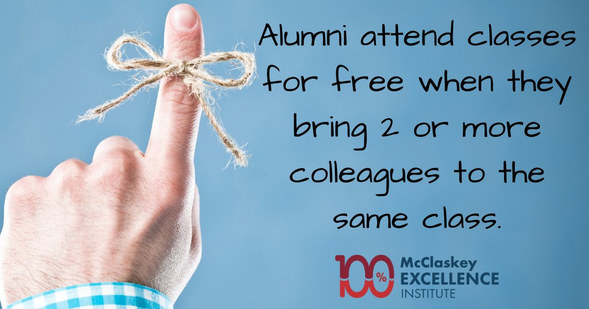 Don't forget that if you're an alumni, you can attend class for free if you bring 2 or more of your colleagues with you to the same class. Register today for our upcoming classes! Register: conta.cc/3lwH8fq