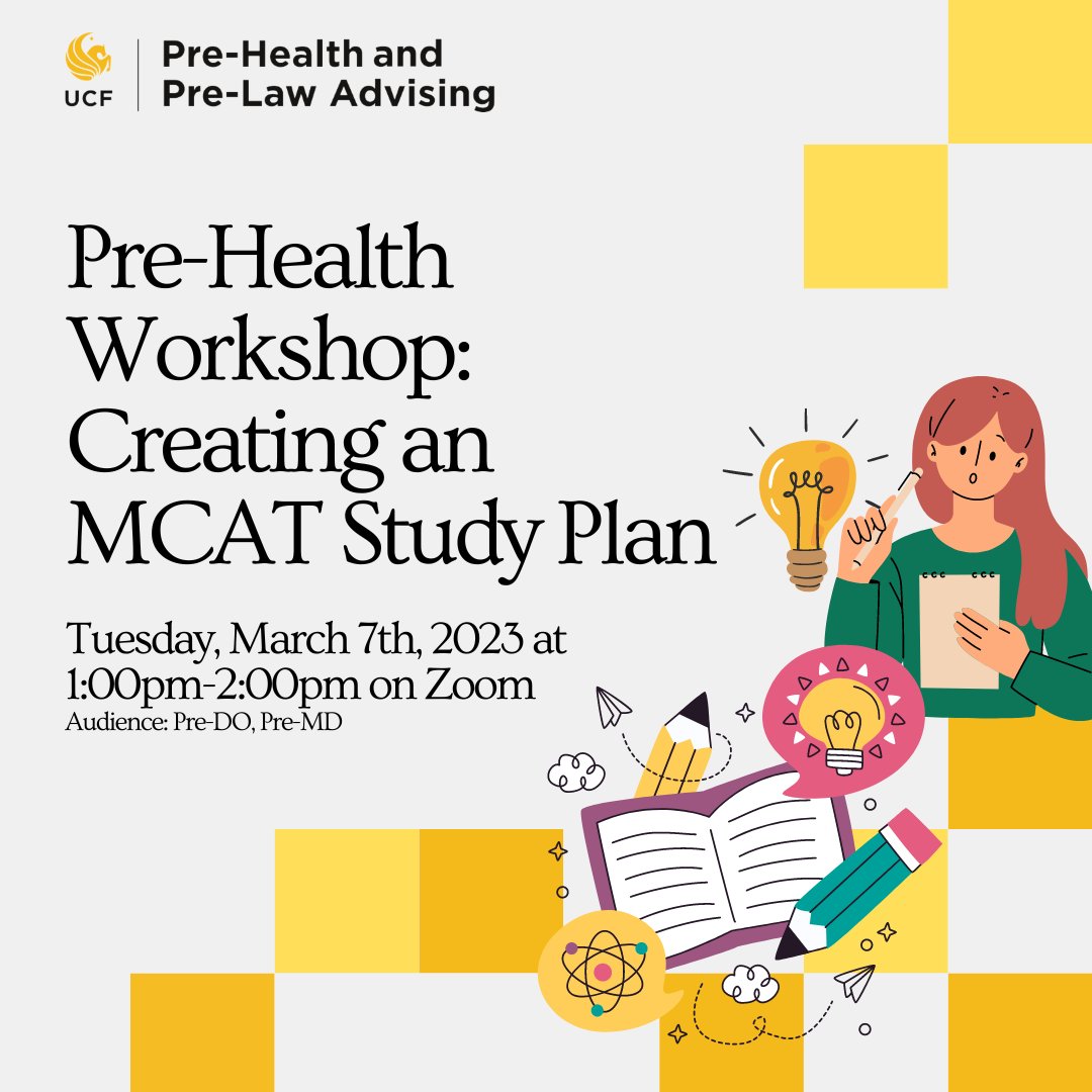 Attention Pre-Medical Students: are you feeling lost on how to tackle the MCAT? Look no further! Pre-Health &amp; Pre-Law Advising can teach you how to create a unique MCAT Study Plan! Make sure you attend this workshop to learn more about it! 🩺