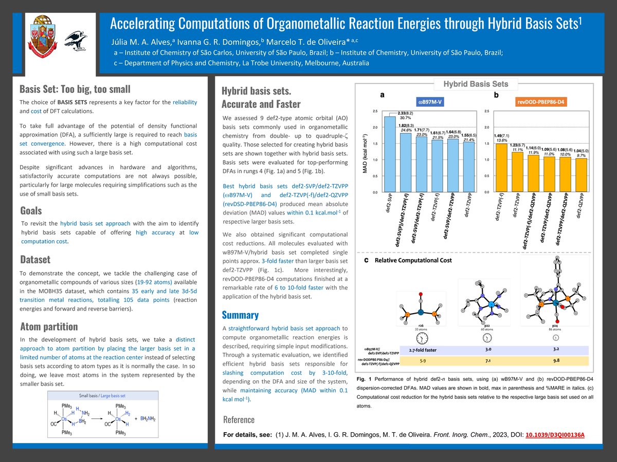 protchelo's tweet photo. Excited to share our workn in #RSCposter, Twitter Conference 2023 entitled as "Accelerating Computations of Organometallic Reaction Energies through Hybrid Basis Sets"                                        #RSCPhys #RSCInorg #RSCposterlive #compchem #organometallic https://t.co/JN9i2FwXad
