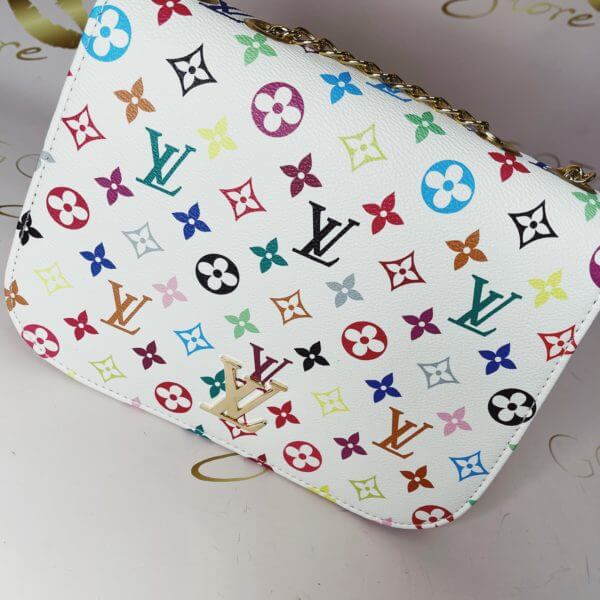 LV Twist Colorful Monogram Purse - White Leather Chain Large