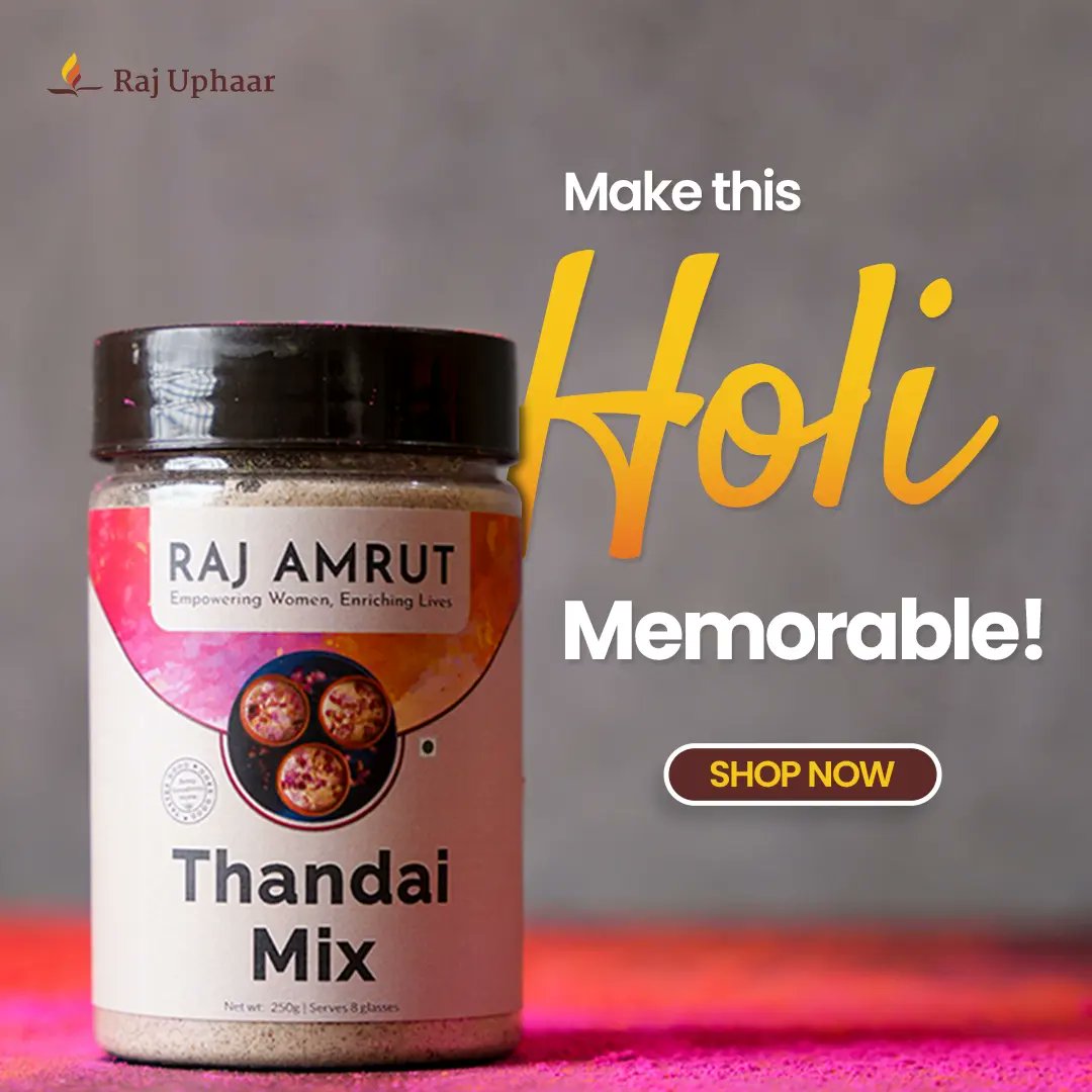 RajUphaar's tweet photo. Our Holi favourite Thandai Mix is a blend of the finest ingredients and the easy-to-make thandai actually completes your Holi celebrations! 

Unleash the Holi fervour, shop now: https://t.co/9vIwINfrTs

#RajUphaar #Holi2023 #Holi #HoliHai 
#womenempowerment #tribalwomen https://t.co/cagMDsQorh