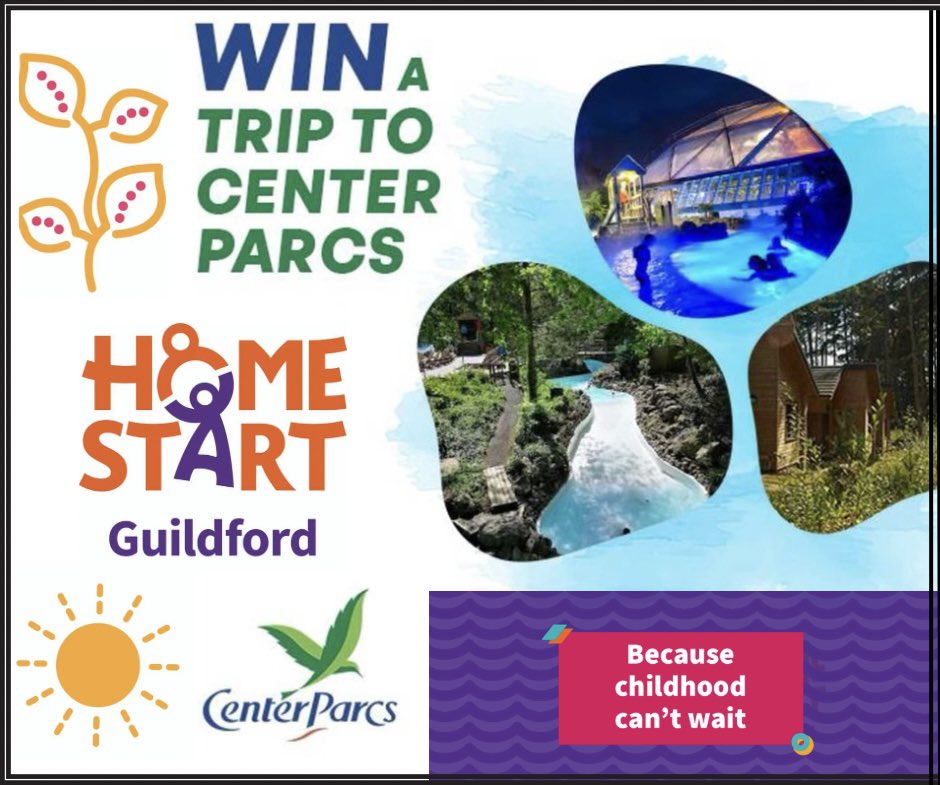 Sporty break, relaxing weekend in the forest or quality time with the family- whatever a holiday means to you, you could be relaxing at a Center Parcs of your choice soon! guildfordlottery.org and select Home-Start Guildford💜🧡
Tickets cost £1 a wk &amp; you could win £25K too!