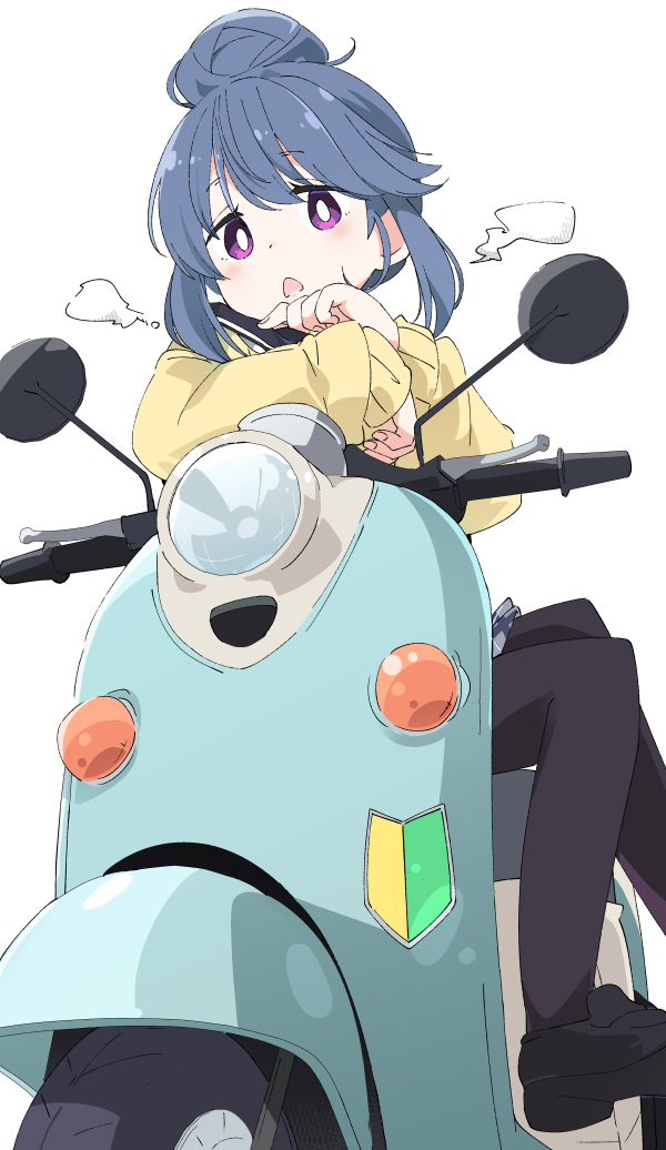 shima rin 1girl motosu school uniform motor vehicle ground vehicle blue hair solo bright pupils  illustration images
