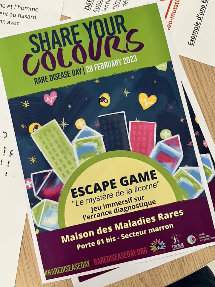 FiliereOSCAR's tweet photo. 📢 28 02 Journée internationale des maladies rares !
#OSCAR, #RespiFIL et la #plateformemaladiesraresParisSaclay organisent un Escape Game !
L'objectif ? Sensibiliser sur l’errance diagnostique via un jeu où les participants sont dans la peau d'un patient.
#jimr #jimr2023 https://t.co/txUpJiBGEt