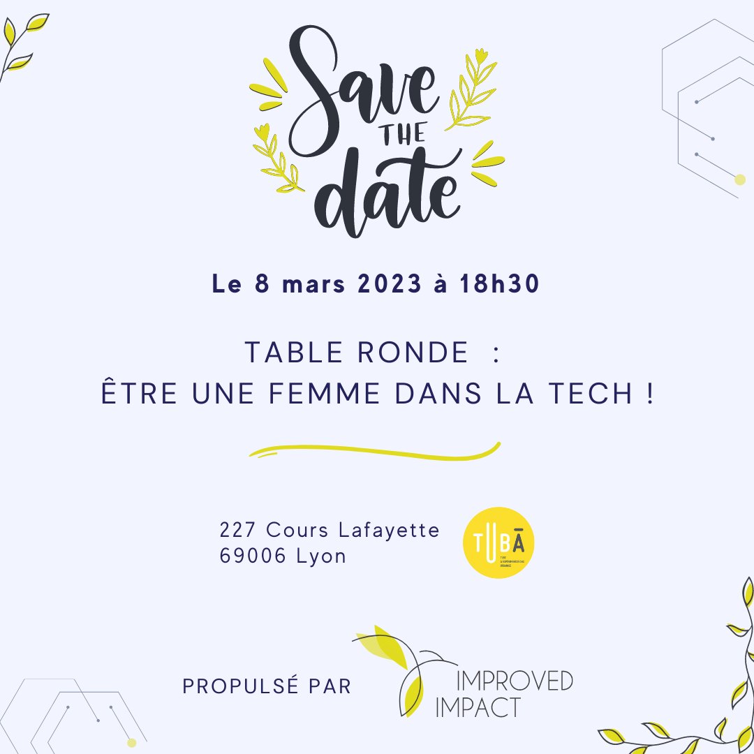 ImprovedImpact's tweet photo. Save the date !

Le 8 mars 2023 à Lyon, nous organisons une table ronde pour échanger et partager sur les solutions pour mieux intégrer les femmes dans la tech. 🍀

Pour vous inscrire c’est par ici > https://t.co/KM0p2gsMV6 https://t.co/HN5QO8UqHJ
