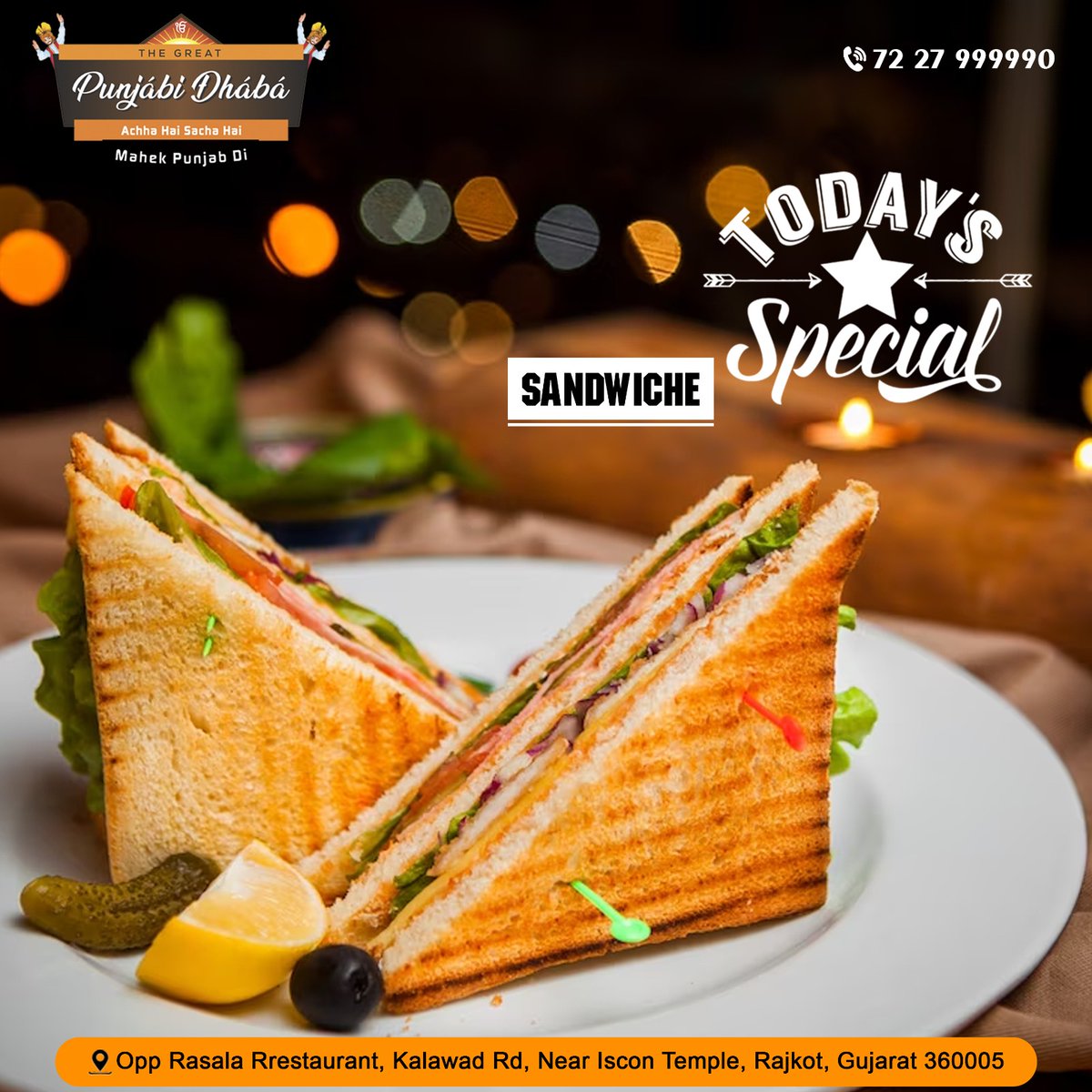 GreatDhaba's tweet photo. Satisfy your hunger &amp; get your hands on our mouthwatering sandwiches, made fresh daily!

#thegreatpunjabidhaba #thegreat #punjabidhaba #dhaba #restaurant #foodrestaurant #food #sandwiches #cheesesandwich #indiansandwich #achahaisachaha #kalawadroad #rajkot #Gujarat https://t.co/FyBHc84AAV