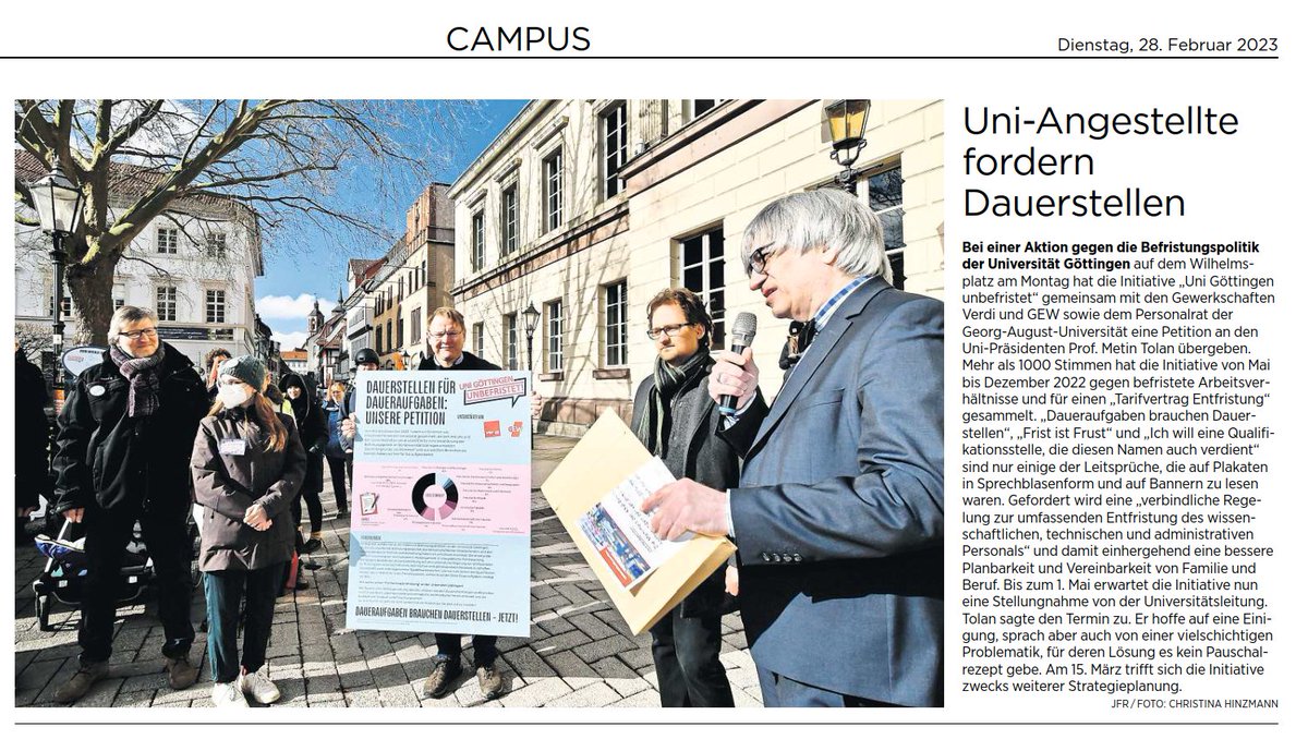 GoeUnbefristet's tweet photo. #UniGöttingen #Göttingen #IchbinHanna #DauerstellenfürDaueraufgaben #IchbinReyhan #FrististFrust #Walheimat https://t.co/dWXHlKKe51