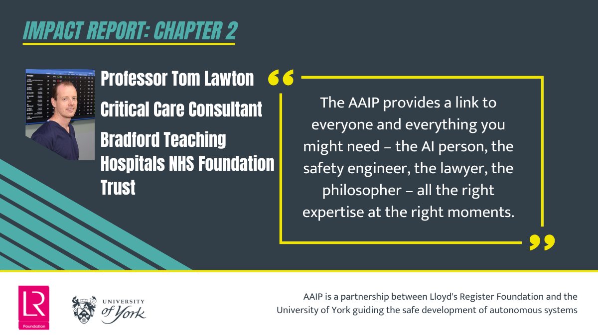 CfAA_York's tweet image. Our multidisciplinary community is influencing change. Chapter 2 of the #AssuringAutonomy Impact Report expresses the significance of the AAIP community and our collaborators in tackling complex issues and leading to new research outcomes. Read the report: bit.ly/41hxA8E