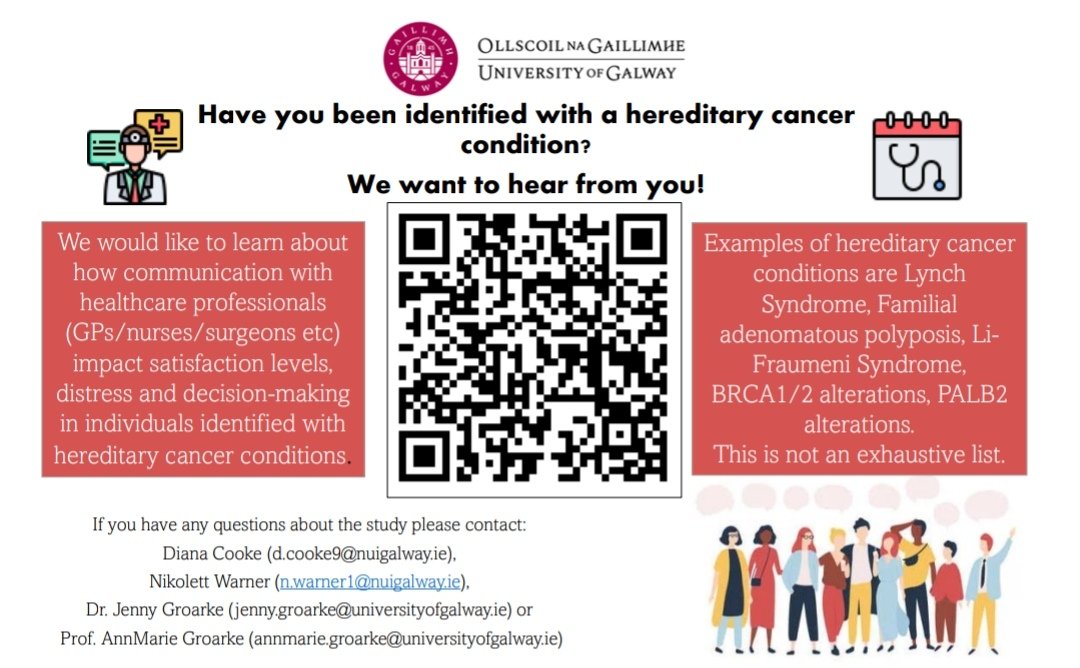 There are many people living with rare #HereditaryCancer conditions and research is vital to improve their care. As it's #RareDiseaseDay please give 10mins of your time to participate in this study 🙏
nuigalwaybusiness.fra1.qualtrics.com/jfe/form/SV_2o… 
#CancerResearch #perceptionsofcare #ResearchMatters