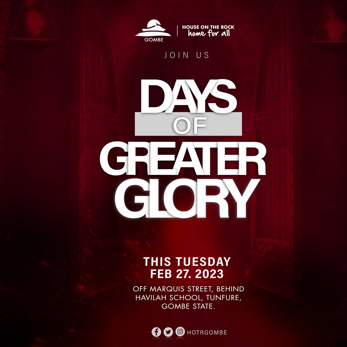 hotrgombe's tweet image. Join us today as we Pray
We are in His DAYS OF GREATER GLORY

You can also join and Pray online via, Telegram
t.me/HotrGombe

#seeyouinchurch 
#hotrgombe 
#greaterworks