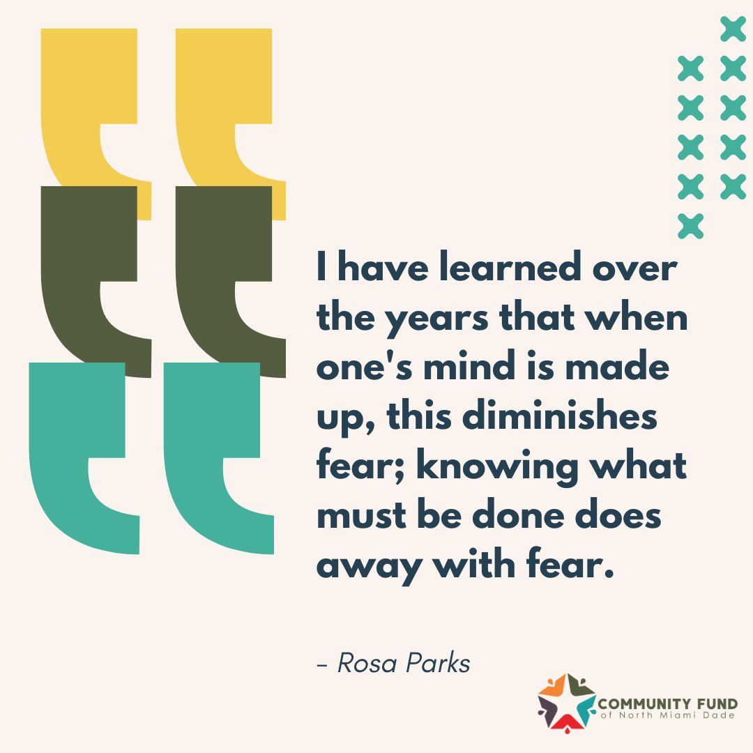 “I have learned over the years that when one's mind is made up, this diminishes fear; knowing what must be done does away with fear,” Rosa Parks

#Smallbusinessloan #Smallbusinessfinancing #businessfunding #southflsmallbiz #grantfunding #smallbusiness #cfnmd