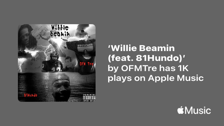 OfmTre's tweet photo. Just passed a new Milestone on @AppleMusic. Thanks for listening!
https://t.co/OxTpT620BG https://t.co/rnpm1dnvEx