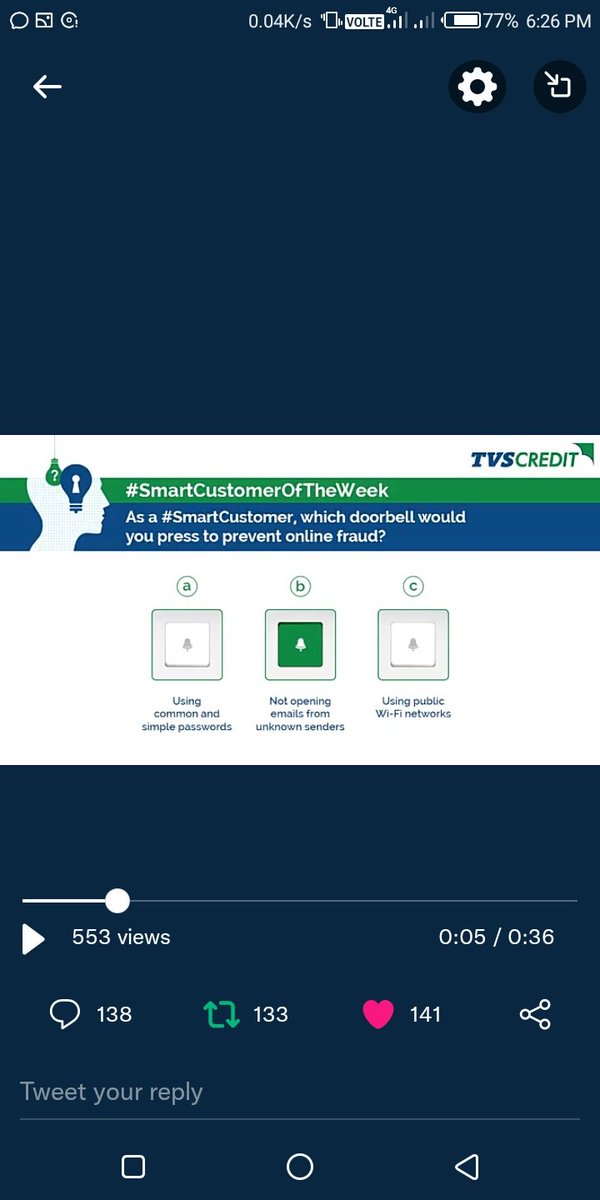 igangadharr's tweet image. Done

#SmartCustomer
#TVSCredit #SmartCustomerOfTheWeek #Contest #ContestAlert #StayAware #StayInformed #Beware 
@TVSCredit 

@Ranjank1706 
@Chandansahoo378 
@Abhay_2244 
@Nalini18751612 
@guptaswati6