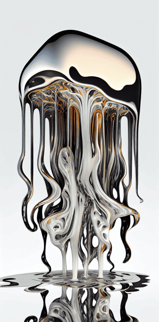 ThePromptist's tweet photo. A mirror - like polished molten chrome abstract flamboyant flamboyant jellyfish HD, white background 

~ Midjourney Prompt by Yarno84 https://t.co/pUMehodewE
