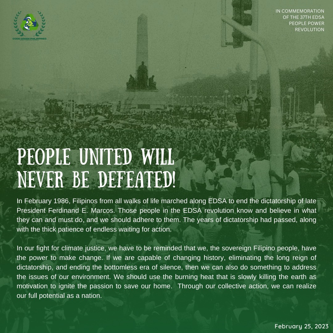 codegreenph's tweet photo. Now more than ever, we need to take action and continue to disseminate factual information for the environment and for the people.
#CodeGreenPH
#NeverAgain #NeverForget
#ClimateJusticeNOW https://t.co/vWMPiCRzZ6