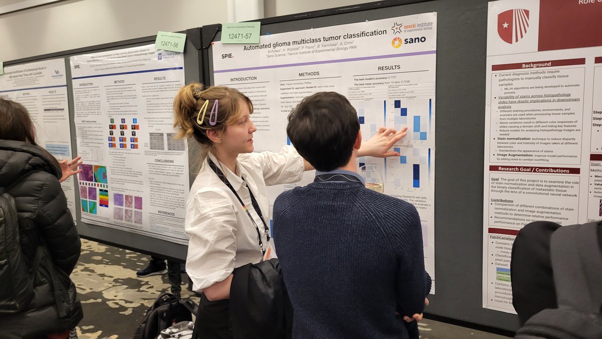 Sano Ph.D. student Monika Pytlarz presented her work at  @SpieMedtech conference in San Diego, USA❗🎊

Monika presented a scientific poster entitled “Automated glioma multiclass tumor classification”. 

#SanoScience #computationalmedicine #medicalimaging #imageclassification