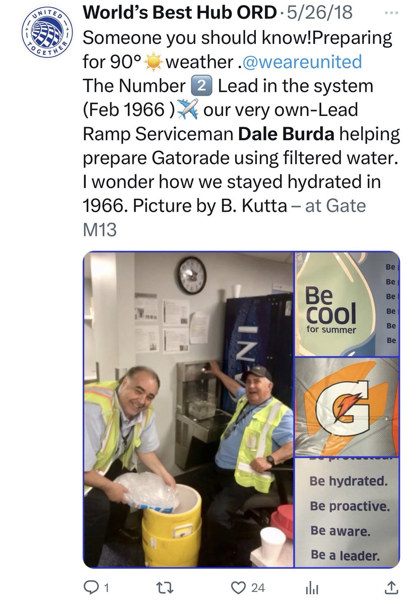 One of ORD’s finest.. LDRSE Dale Burda 57 years of Service 🙌🦺💼💪 #1 in the system. February of 1966 @AOSafetyUAL #beingunited @weareunited @HermesPinedaUA @OmarIdris707 @MikeHannaUAL @Toddhavel11