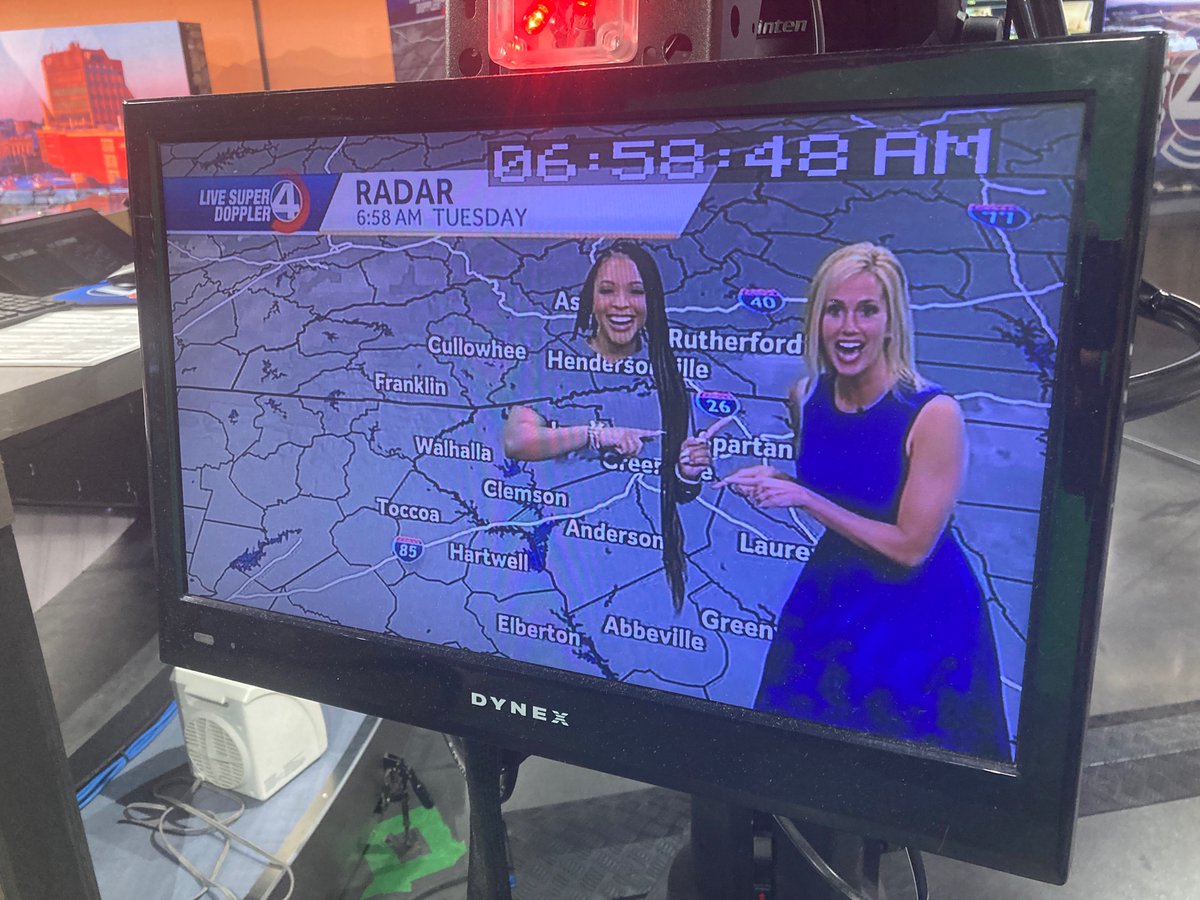 ParellaLewis's tweet photo. I clearly have a weakness when someone wears green. It’s time to make Destiny “disappear” at the green screen! #weatherfun https://t.co/osmHCO3GQv