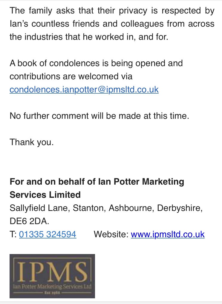 I read Ian Potter’s articles throughout my time as a dairy farmer, and in the years since, up to present day. 

He always told it like it was, and, quite rightly, how it should be, sometimes.

The British Dairy industry has lost one of its true warriors. 

#teamdairy #ianpotter
