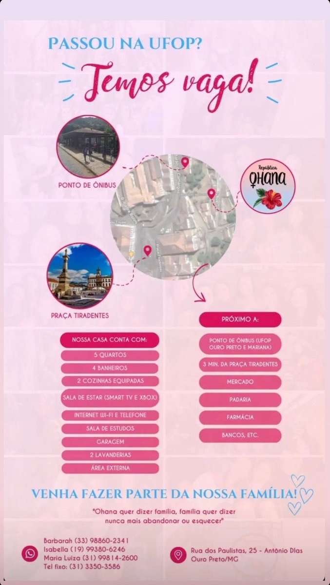 Passou na UFOP? Vem conhecer a República Ohana, temos vagas para calouras de todos os cursos ❤️