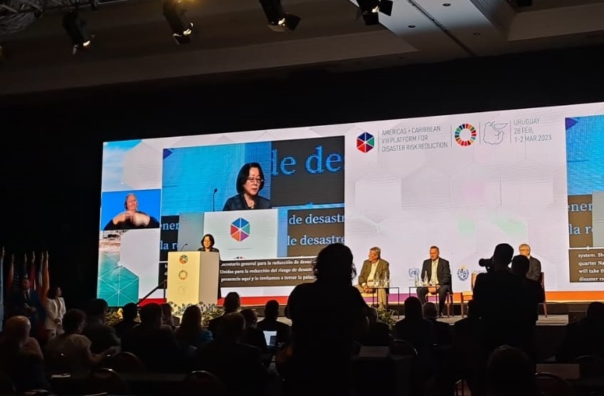 uruambiental's tweet photo. "Solo 95 países cuentan con Sistema de Alerta Temprana" palabras de Mami Mizutori 
@UNDRR en la apertura de la VIII Plataforma Regional para la Reducción del Riesgo de Desastres en las Américas y el Caribe #PR23 #RDD #LaTecnologíaDeNuestroLado
#Pr23 #SendaiAmericas https://t.co/KGKpnhiSug