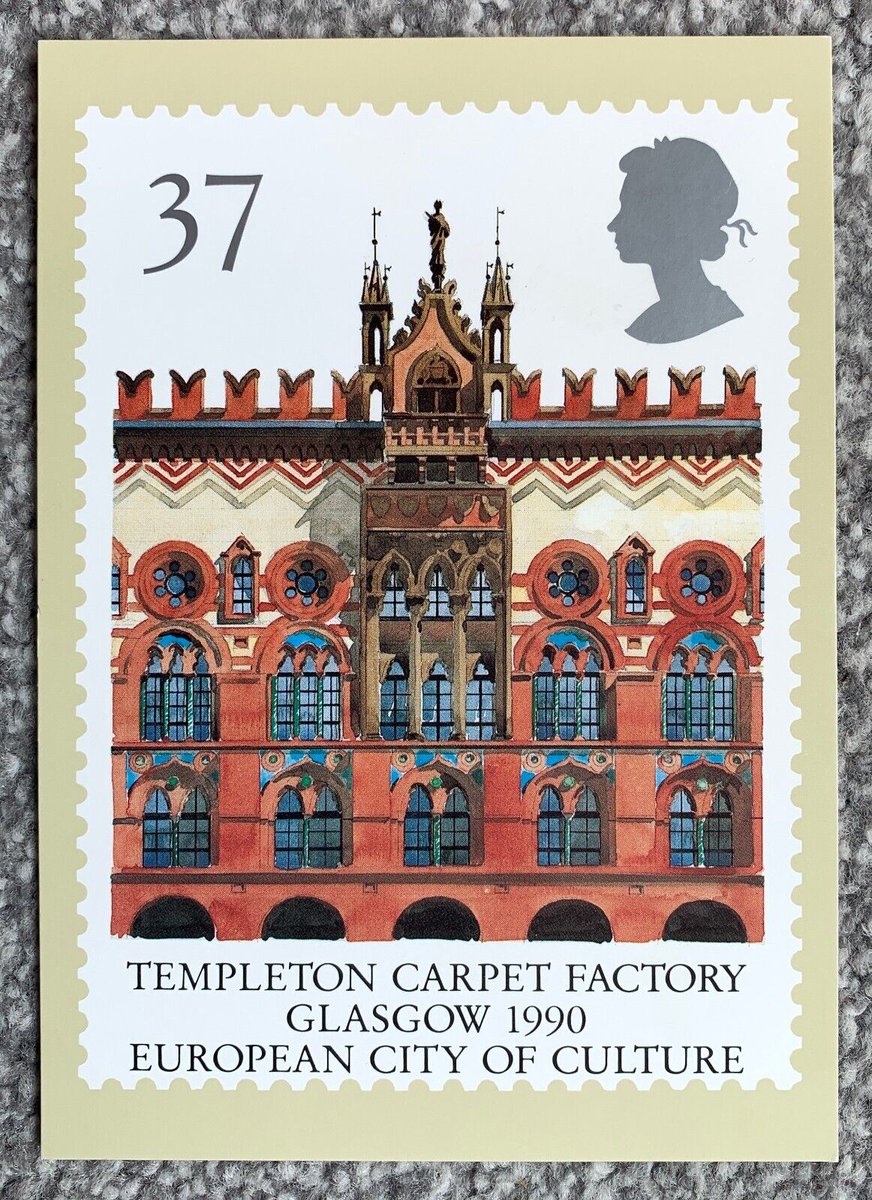 LostGlasgow's tweet image. In 1990, to mark our reign as European City of Culture, both Glasgow School of Art and the Templeton Carpet Factory appeared on UK stamps.