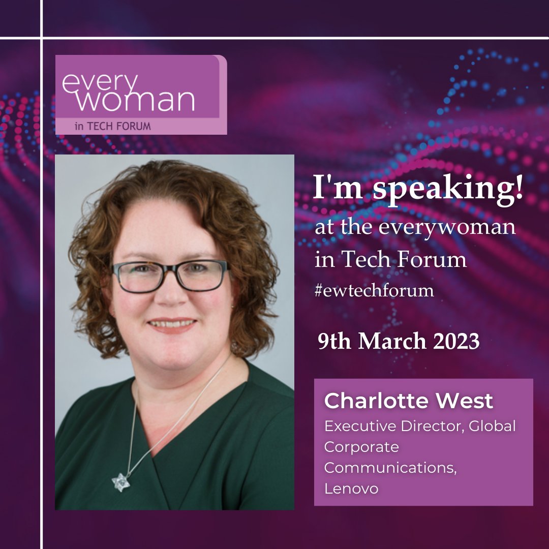 I’m proud to be part of the Women in <a href="/Lenovo/">Lenovo</a> community to drive change for a more diverse &amp; inclusive future. For #IWD, I’d like to celebrate <a href="/CharlotteWest/">Charlotte West</a> for empowering women at work &amp; her upcoming discussion about Lenovo's sustainability efforts at #ewTechForum! #WeAreLenovo